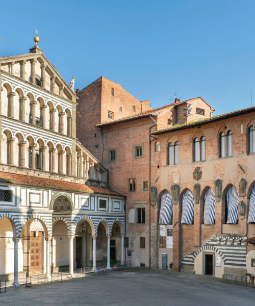 daniel buren's stripy optical interventions take over historic palazzo in italy