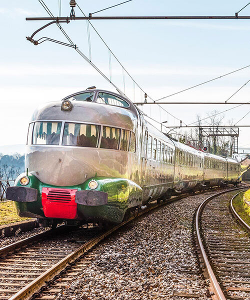 the history of gio ponti's arlecchino train, home of prada frames at milan design week
