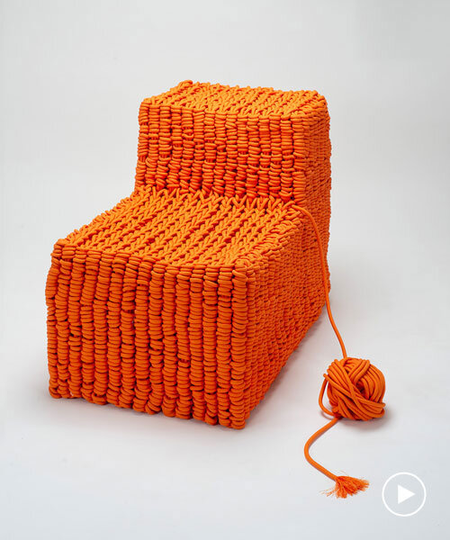 kryss weaves reclaimed climbing rope into self-supporting, shape-shifting furniture