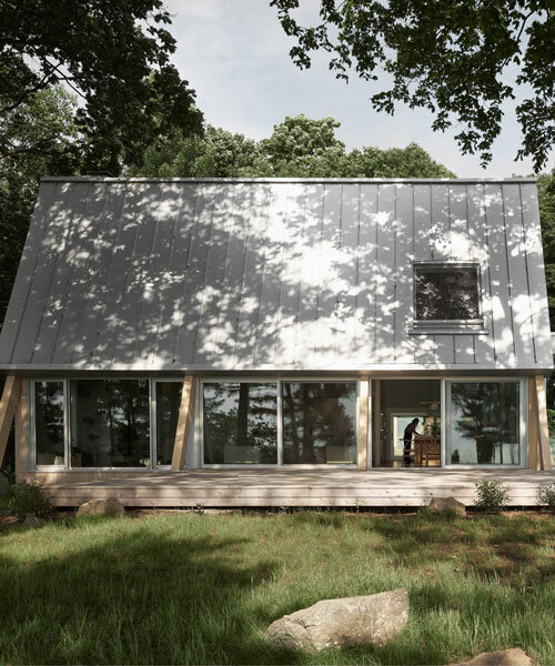 atelier pierre thibault introduces skylights to 1960s A-frame quebec residence clad in wood