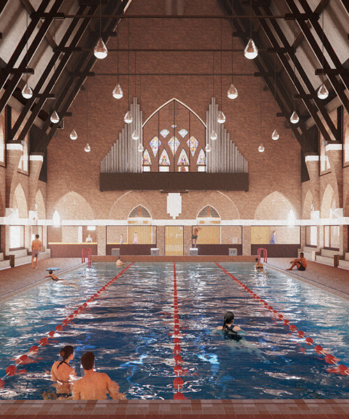 MVRDV proposes irreverent renovation of historic church into 'holy water' swimming pool