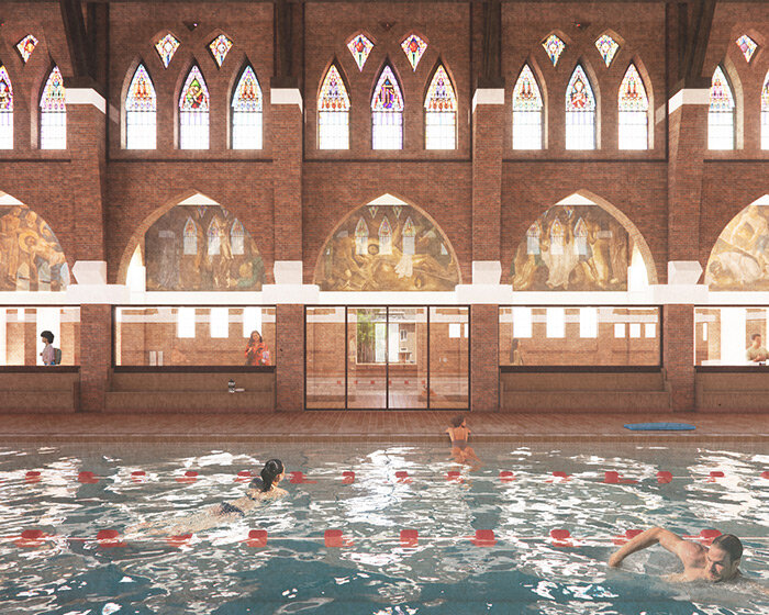 MVRDV proposes irreverent renovation of historic church into 'holy water' swimming pool