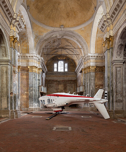 paola pivi flips helicopter upside down inside 17th-century church in cremona, italy