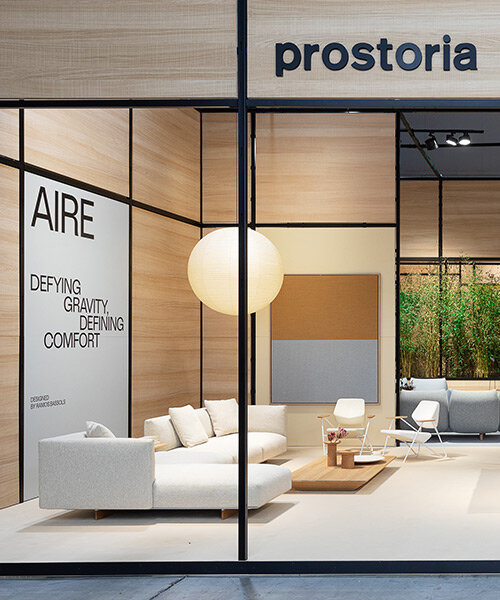 prostoria and ramos + bassols reveal floating modular sofa aire at salone del mobile 2025