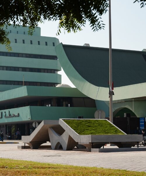 daniel buren's stripes & zainab alhashemi's concrete sculptures frame abu dhabi bus terminal