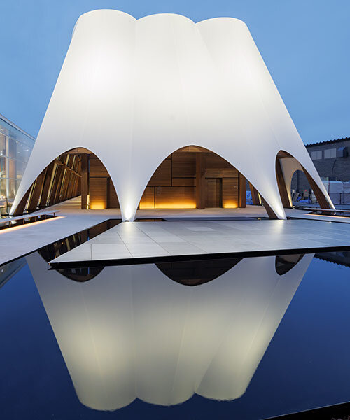 kengo kuma's qatar pavilion at expo 2025 osaka highlights qatari ships and japanese joinery