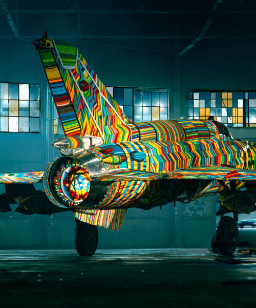 reclaimed supersonic MiG-21 fighter jet radiates again with ralph ziman’s colorful glass beads