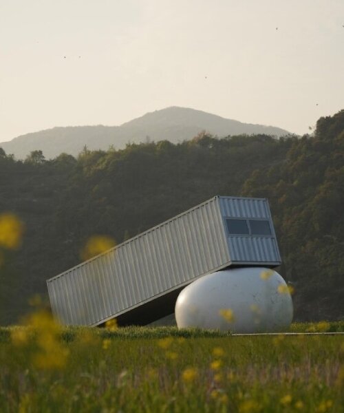 trio of inflated pavilions create rural café, cinema, and library amid rice fields in china