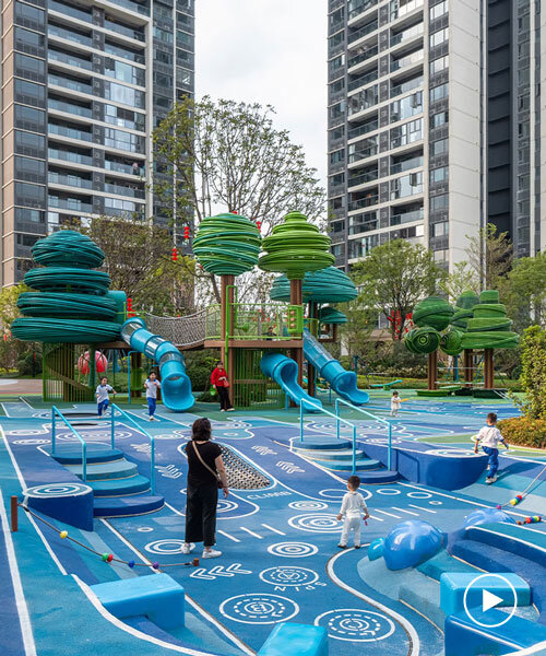multicolored curved structures shape forest-like playscape by 100architects in guangzhou
